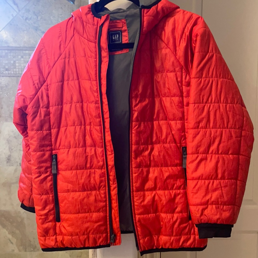 Boys orange and black puffer jacket